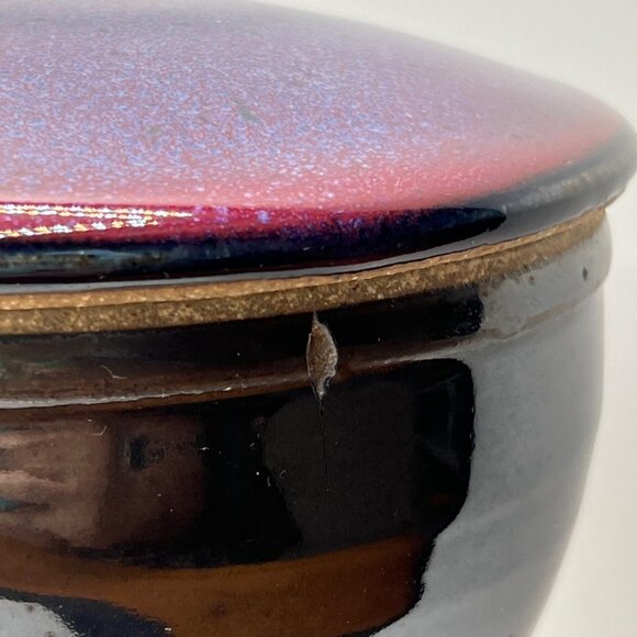 Studio Pottery Stoneware two piece jar vessel container purple glaze - Picture 3 of 12